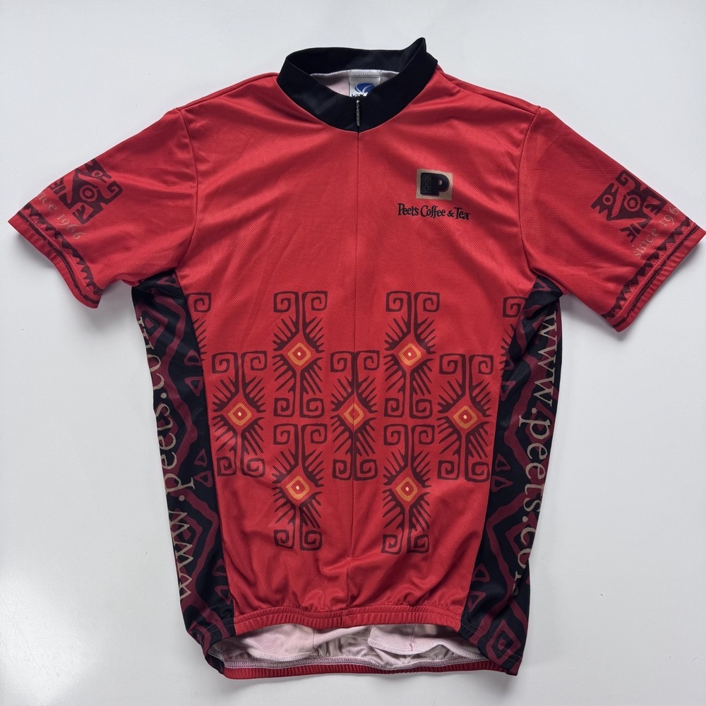 VOLER Cycling Jersey Short Sleeve 1/4 Zip Peets Coffee Medium USA‎ Made